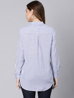 Perky Stripes Blue Color Women Shirt