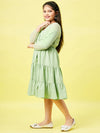Girl's Thick Solid Dress Green