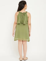 Girl's Veer Printed Dress Green