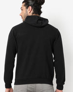 Campus Sutra Men's Solid Black Printed Regular Fit Sweatshirt With Hoodie For Winter Wear Cotton Sweatshirt | Casual Sweatshirt For Man | Western Stylish Sweatshirt For Men