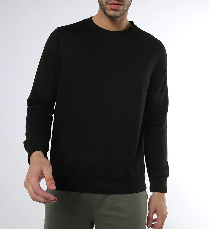 Manlino Tall Mens Black Round Neck Regular Graphic Printed Sweatshirt