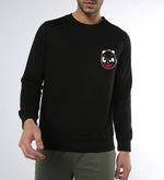 Manlino United Mens Black Round Neck Regular Graphic Printed Sweatshirt