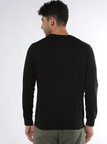 Manlino Get Mens Black Round Neck Regular Graphic Printed Sweatshirt