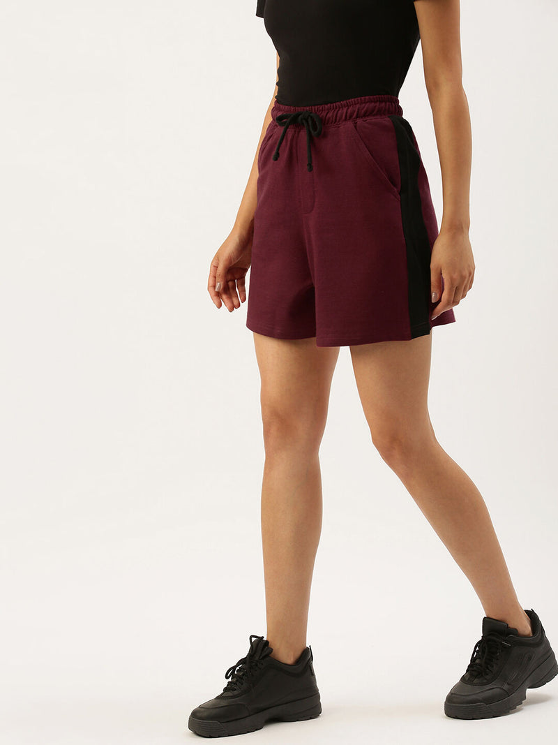 Women Maroon Active Fit Essential Shorts