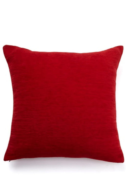 Soft Chenille Plain Cushion - Red