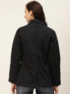 Women Navy Blue Solid Parka Jacket With Detachable Hood
