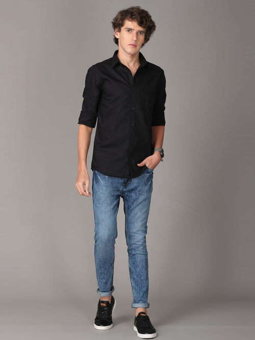 Oxford Black Slim Fit Cotton Casual Shirt