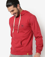 Campus Sutra Men's Solid Red Printed Regular Fit Sweatshirt Cotton | Casual Sweatshirt For Man | Stylish Sweatshirt For Men