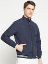 Okane Men Navy Blue Bomber with Embroidered Jacket