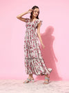 Stay On The Beach Printed Tie-Up Dress Multicolored-Base-Off White