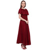 Aawari Rayon Frill Gown For Girls and Women Maroon