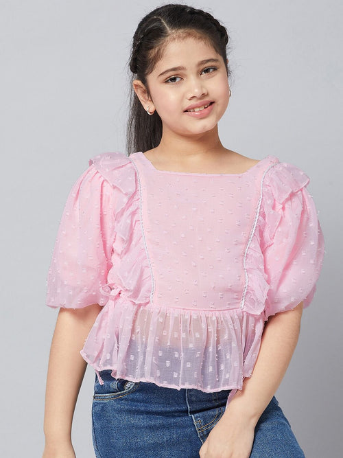 Girl's Dramatic Solid Top Pink