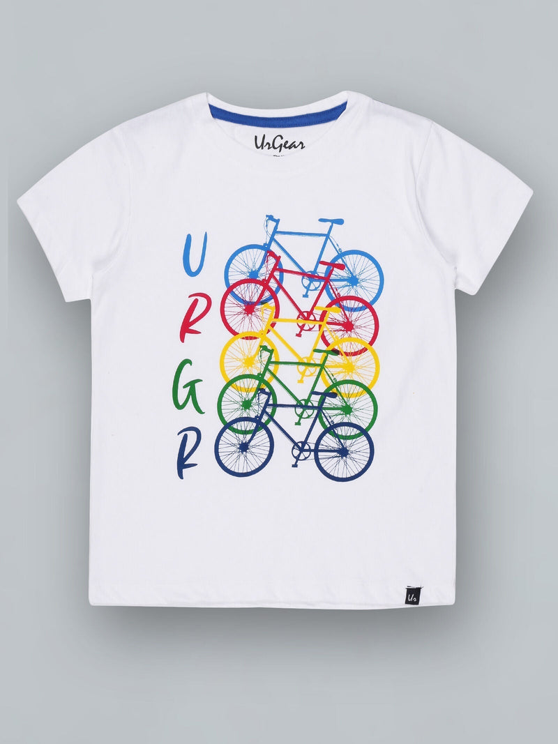 UrGear White Printed Boys T-shirt