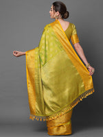 Sareemall Yellow Party Wear Silk Blend Woven Design Saree With Unstitched Blouse