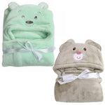 Brandonn Liz Supersoft Premium Hooded Wrapper Cum Baby Bath Towel for Babies Pack of 2