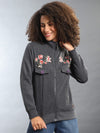 Campus Sutra Women Embroidered Design Stylish Casual Sweatshirts