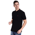 Men Black Solid Polo Collar T-shirt