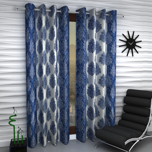 Home Sizzler 2 Piece Eyelet Moon Polyester Curtain Set