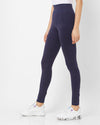 Adorna Women's Stretchable Leggings -Navy Blue