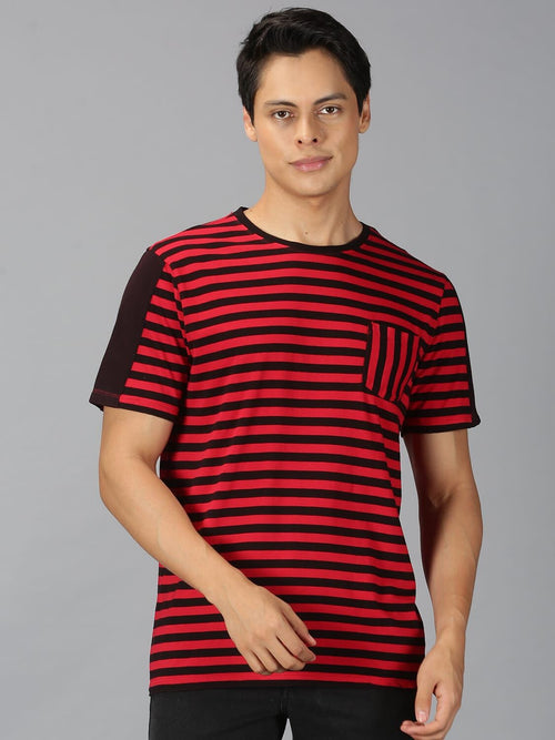 Men T-Shirt Stripes Cotton Tee Mammal