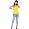 Aawari Cotton Plain Strap Crop Top For Girls and Women Yellow