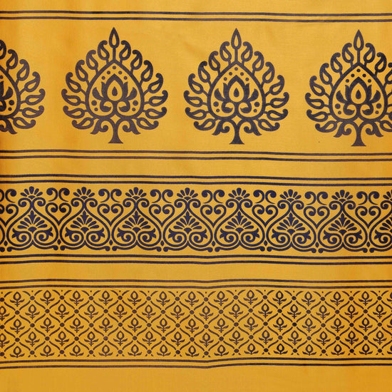 Black & Yellow Printed Art Silk Saree