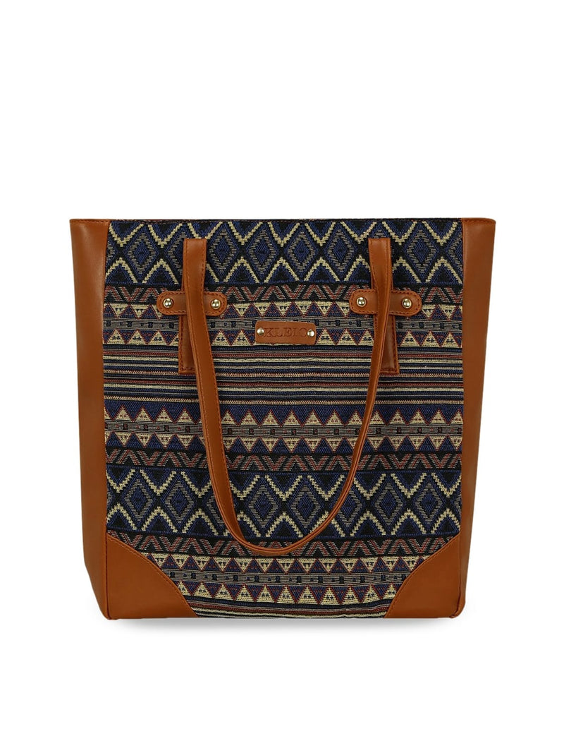 KLEIO Jacquard Stylish Tote bag for Women / Girls (Multi Color) (EZL3002KL-M2)
