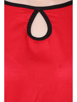 Pannkh Women's Red Black Print Keyhole Kurti