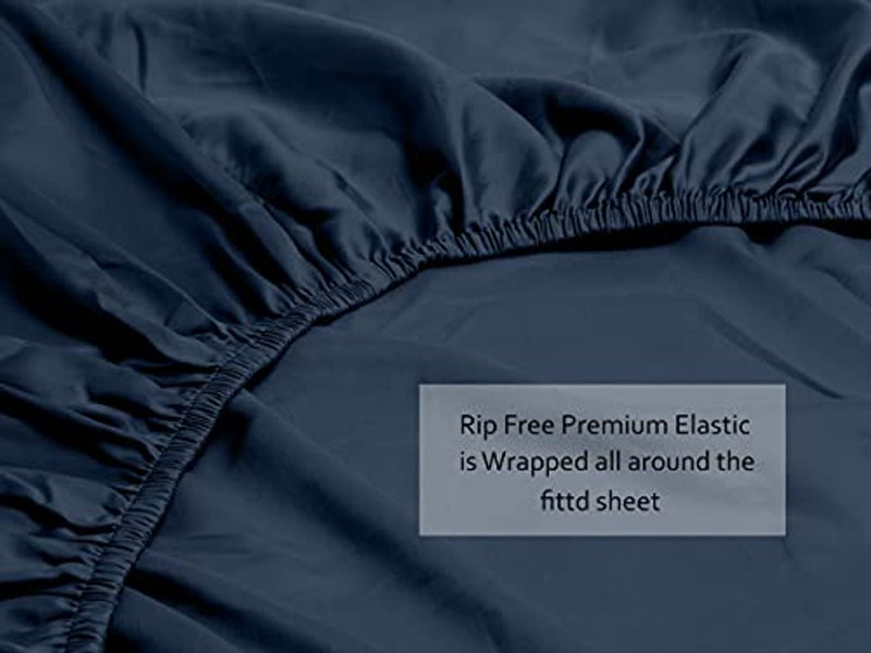Organic Bamboo Fitted Bedsheet - Navy Blue - Twin