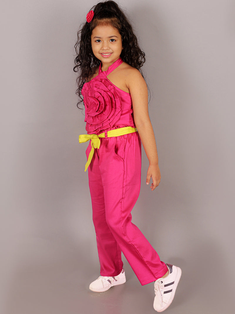Girls Pink Co-ord sets with 3D rose on Top