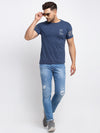 Rodamo Blue Round Neck T-shirts