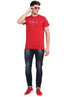 Rodamo Red Printed Round Neck T-shirts