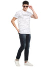 Rodamo White Printed Round Neck T-shirts