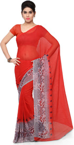 Red Printed Chiffon Saree