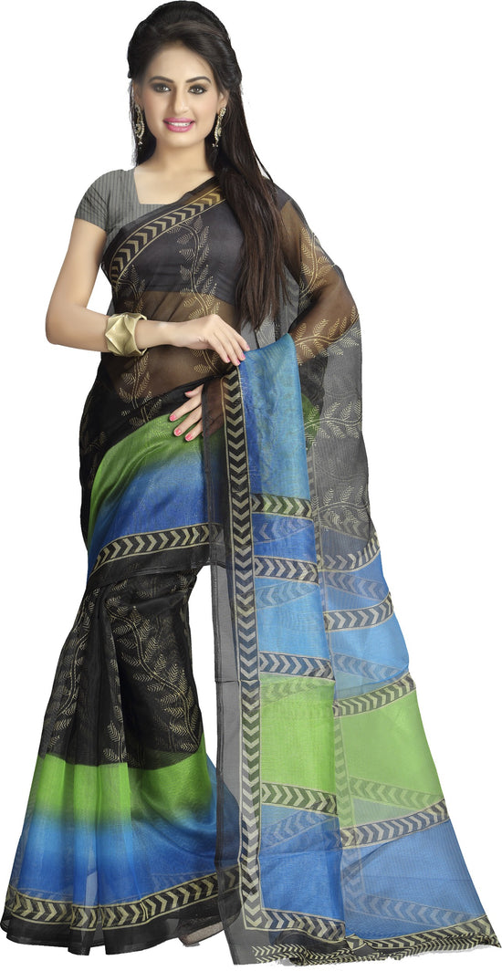 Multicolor Printed Cotton Blend Saree