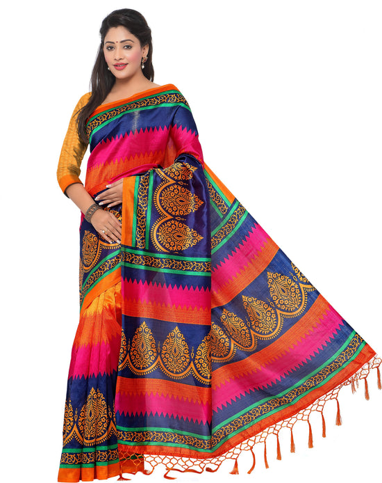 Multicolor Printed Art Silk Saree