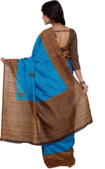 Blue Printed Art Silk Saree