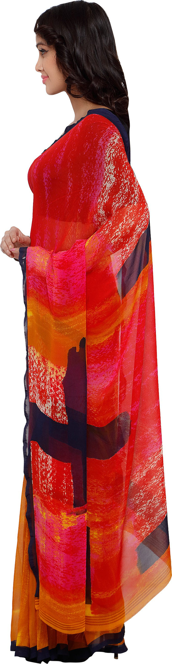 Multicolor Printed Georgette Saree