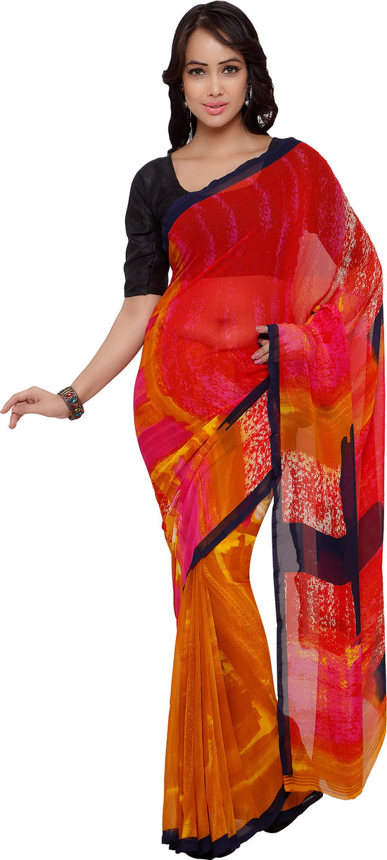 Multicolor Printed Georgette Saree