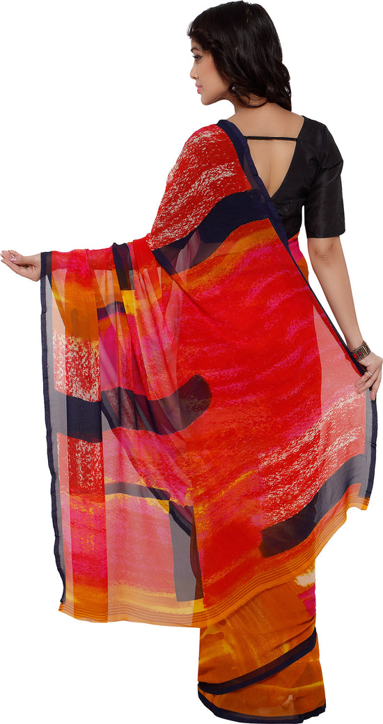 Multicolor Printed Georgette Saree