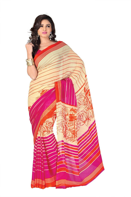 Multicolor Printed Georgette Saree