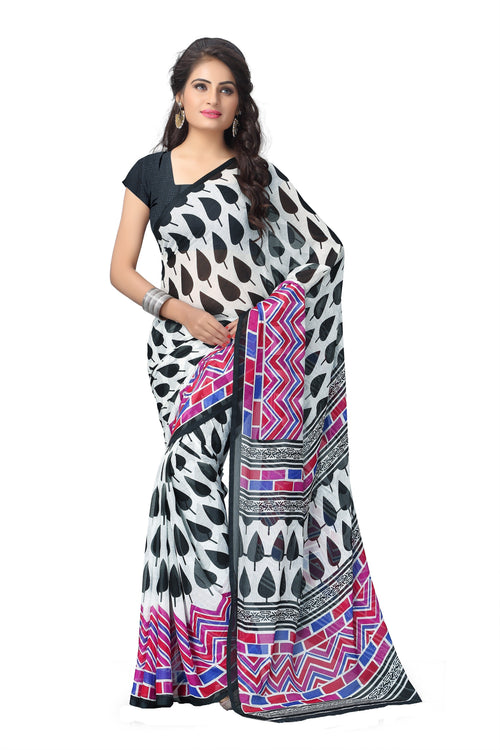 Black Printed Chiffon Saree