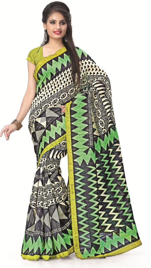 Multicolor Printed Tussar Silk Saree