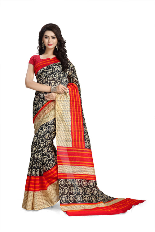 Multicolor Printed Tussar Silk Saree