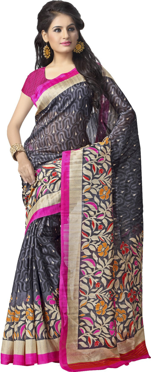 Multicolor Printed Tussar Silk Saree