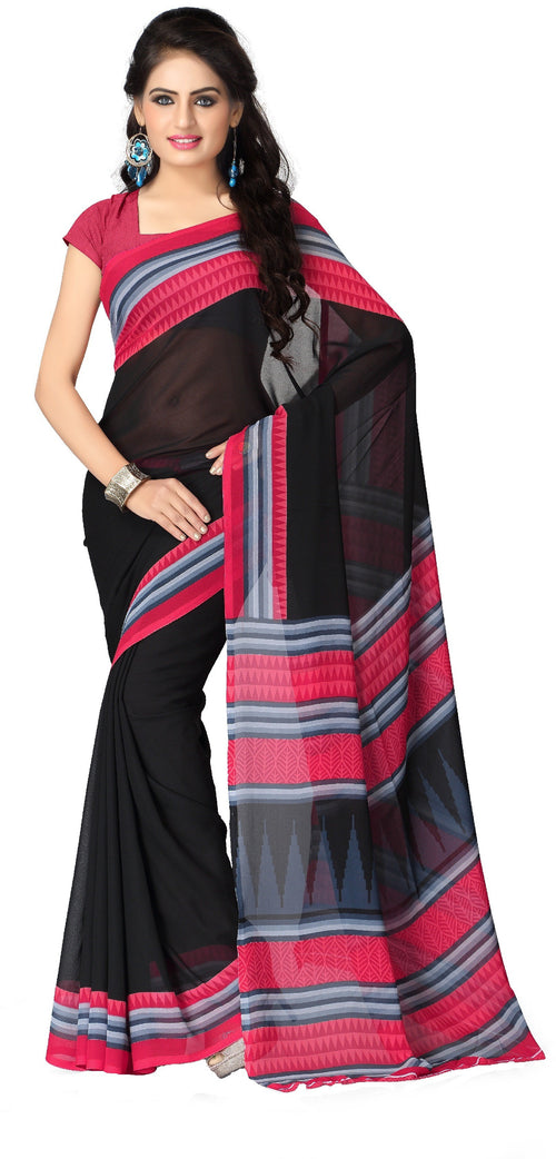 Black Printed Georgette Saree