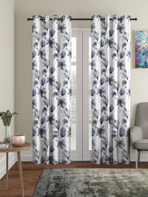 Home Sizzler 2 Piece Abstract Flower Sky Polyester Curtain Set