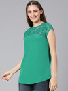 World Of Green Laced Up Women Top