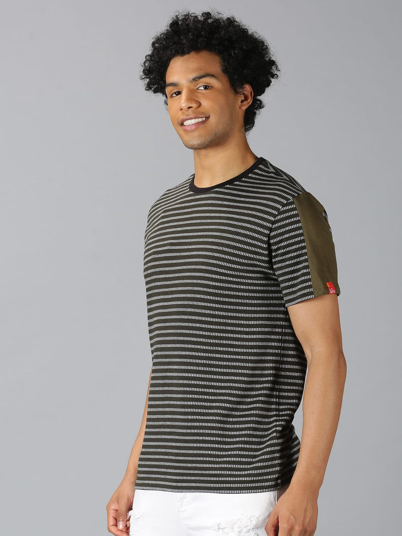 Men T-Shirt Stripes Cotton Five-star