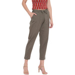 Aawari Cotton Trouser Pants with Belt Military